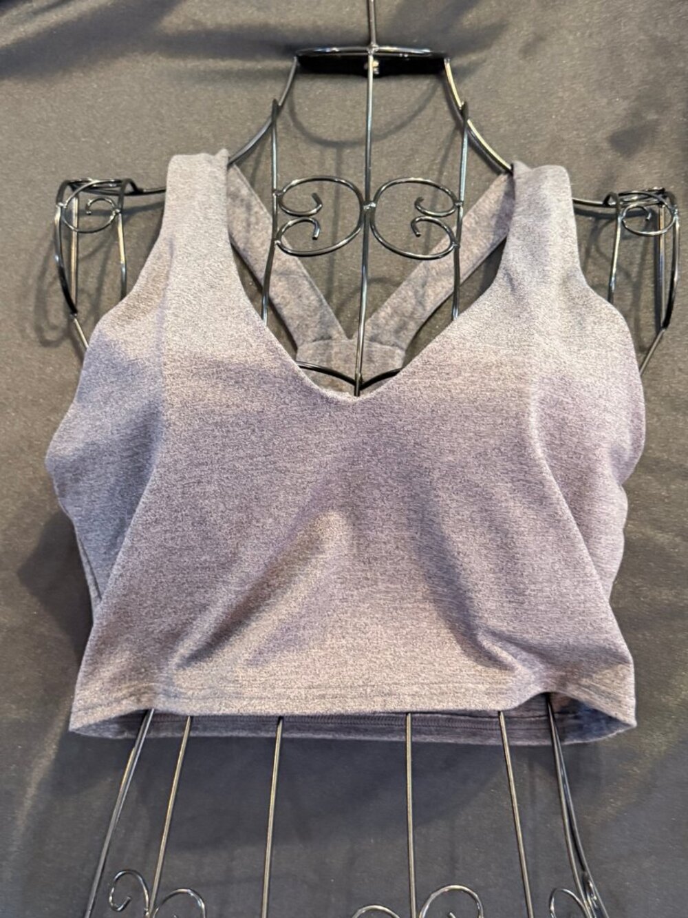 Quince Gray Heather Longline Sports Bra Racerback Womens Small Runs Small